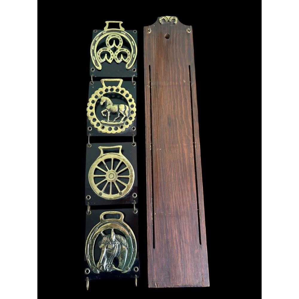 Vintage Horse Wall Rack Brass Tone Equestrian Decor Tie Belt Holder - Picture 9 of 10